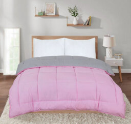 SleepyNights 13.5 Tog Box Stitching Reversible Coverless Polycotton Duvet  Pink And Grey  King - thumbnail 1