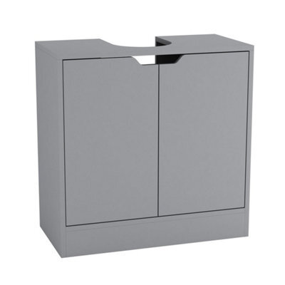 Grey Bathroom Basin Pedestal Cabinet Under Sink Storage Unit - image 1