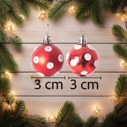 Shatchi Christmas 3Cm Bauble Polka Dots -Tree Hanging Decoration Festive Sparkle 12Pcs - thumbnail 2