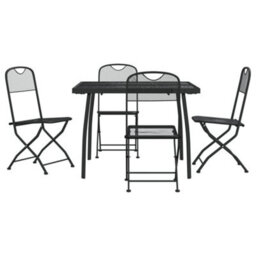Berkfield 5 Piece Garden Dining Set Anthracite Metal Mesh - thumbnail 2