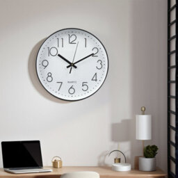 Living And Home 12 Inch Minimalist Wall Clock With Arabic Numerals White