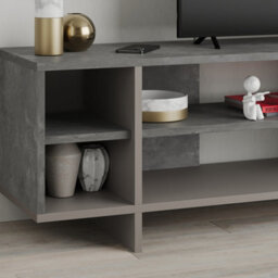 Decortie Modern Stockton Tv Unit Up To 65 Inch Tvs 4-Open Shelf Flip-Door Storage Tv Cabinet 35.6X160Cm Retro Grey,mocha Grey - thumbnail 5