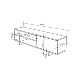Decortie Modern Stockton Tv Unit Up To 65 Inch Tvs 4-Open Shelf Flip-Door Storage Tv Cabinet 35.6X160Cm Retro Grey,mocha Grey - thumbnail 3