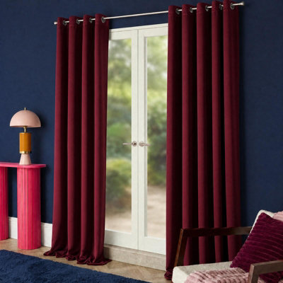 "Ohs Essentials Eyelet Blackout Thermal Curtain Pair, Burgundy - 46 X 54""" - image 1