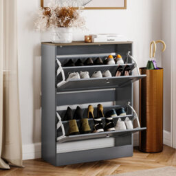 Lassic Vida Designs 2 Drawer Shoe Storage Cabinet For Hallway Shoe Cupboard Organiser Up To Size 10, H 80 X W 58 X D 24 Cm, Grey & Oak - thumbnail 6