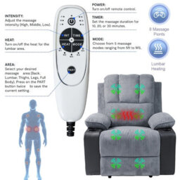 Violhedo Comfortable Massage Recliner Chair With Footrest And Cup Holders - thumbnail 5