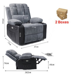 Violhedo Comfortable Massage Recliner Chair With Footrest And Cup Holders - thumbnail 6