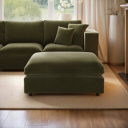 Solace+Co Asher Footstool Khaki Green Velvet - thumbnail 2