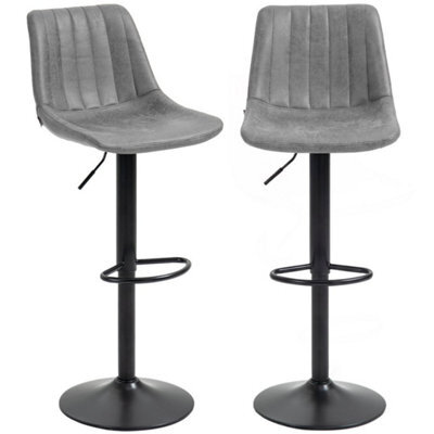 Modern Bar Stools Set Of 2 Bar Chairs With Adjustable Height Swivel Seat Grey - image 1