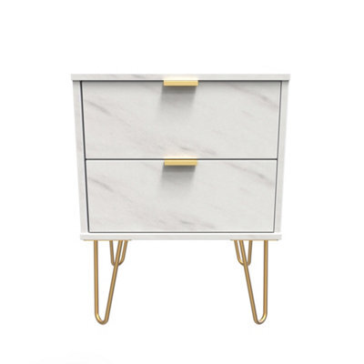 Fuji 2 Drawer Bedside Cabinet In Marble (Ready Assembled) - image 1