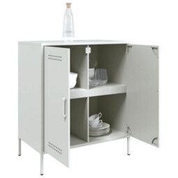 Berkfield Sideboard White 68X39X79 Cm Steel - thumbnail 5