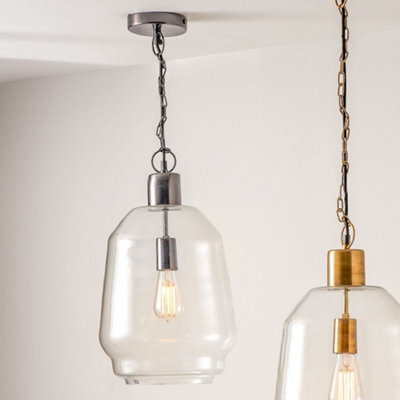 Pacific Lifestyle Fia Clear Glass And Black Nickel Metal Chain Drop Pendant - image 1