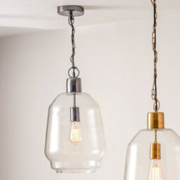 Pacific Lifestyle Fia Clear Glass And Black Nickel Metal Chain Drop Pendant