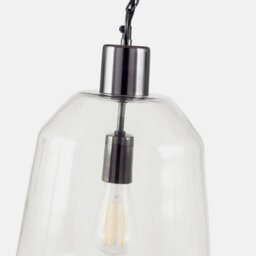 Pacific Lifestyle Fia Clear Glass And Black Nickel Metal Chain Drop Pendant - thumbnail 4