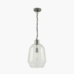 Pacific Lifestyle Fia Clear Glass And Black Nickel Metal Chain Drop Pendant - thumbnail 3