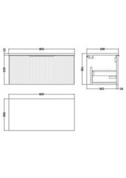 Balterley Tixall Fluted Wall Hung Vanity Unit With Laminate Worktop, Satin White, 800mm - thumbnail 2