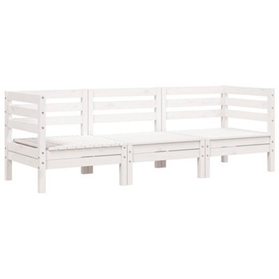 Berkfield Durable Garden Sofa 3-Seater White Solid Wood Pine