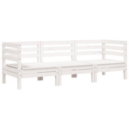 Berkfield Durable Garden Sofa 3-Seater White Solid Wood Pine
