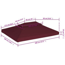 Walplus 2-Tier Gazebo Top Cover 310 G/ma 4X3 M Bordeaux - thumbnail 6