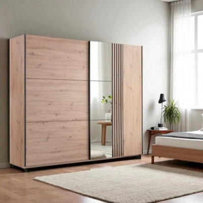 Arte Sintra 250Cm Sliding Wardrobe - Artisan Oak, Bold Storage With Mirror & Modern Detailing - image 1