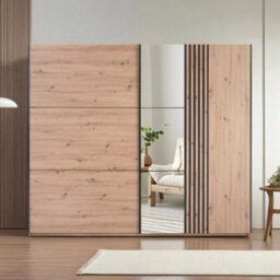Arte Sintra 250Cm Sliding Wardrobe - Artisan Oak, Bold Storage With Mirror & Modern Detailing - thumbnail 4