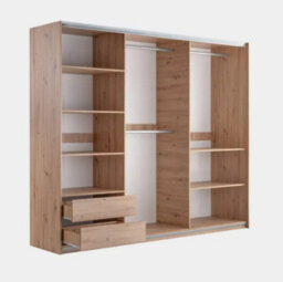 Arte Sintra 250Cm Sliding Wardrobe - Artisan Oak, Bold Storage With Mirror & Modern Detailing - thumbnail 3
