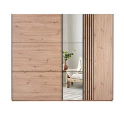 Arte Sintra 250Cm Sliding Wardrobe - Artisan Oak, Bold Storage With Mirror & Modern Detailing - thumbnail 2