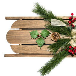 Christmas Tree World 55Cm Brown Decorative Wooden Sled With Gold Bow - thumbnail 3