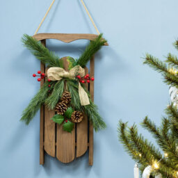 Christmas Tree World 55Cm Brown Decorative Wooden Sled With Gold Bow