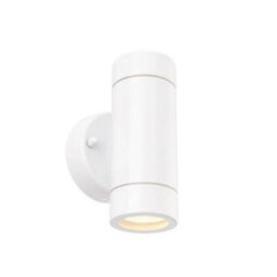 Luminosa Lighting Luminosa Palin 2 Light Outdoor Up Down Wall Light Gloss White, Glass Ip44, Gu10