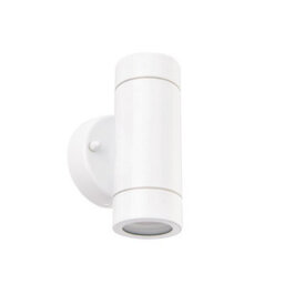 Luminosa Lighting Luminosa Palin 2 Light Outdoor Up Down Wall Light Gloss White, Glass Ip44, Gu10 - thumbnail 2
