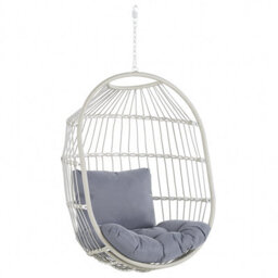 Beliani Hanging Chair With Stand Alba Pe Rattan White - thumbnail 7