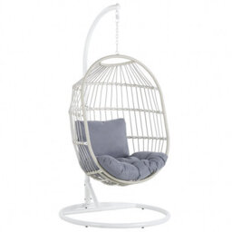 Beliani Hanging Chair With Stand Alba Pe Rattan White