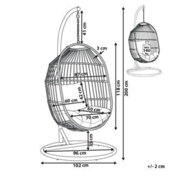 Beliani Hanging Chair With Stand Alba Pe Rattan White - thumbnail 3