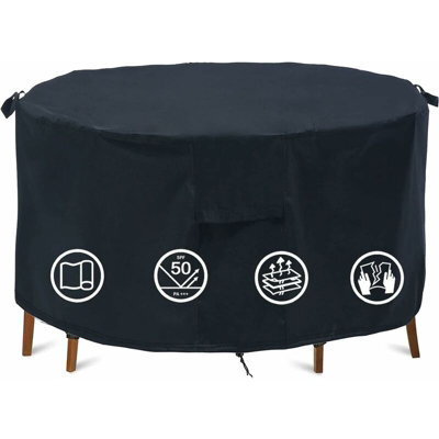 (Black 180X90) Waterproof Garden Furniture Cover, Round Table Outdoor Cover - image 1