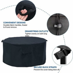 (Black 180X90) Waterproof Garden Furniture Cover, Round Table Outdoor Cover - thumbnail 2