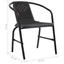 Berkfield Garden Chairs 2 Pcs Plastic Rattan And Steel 110 Kg - thumbnail 8