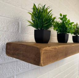 House of Rustic Wooden Floating Shelf Rustic Oak Wall Mounted Solid Wood Industrial Reclaimed Style (L) 200Cm X (W) 22Cm X 6Cm Thick - thumbnail 3