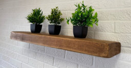 House of Rustic Wooden Floating Shelf Rustic Oak Wall Mounted Solid Wood Industrial Reclaimed Style (L) 200Cm X (W) 22Cm X 6Cm Thick - thumbnail 2