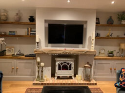 House of Rustic Wooden Floating Shelf Rustic Oak Wall Mounted Solid Wood Industrial Reclaimed Style (L) 200Cm X (W) 22Cm X 6Cm Thick - thumbnail 4