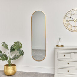 Melody Maison Warm Gold Oval Framed Wall Mirror 140Cm X 40Cm - thumbnail 5