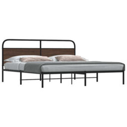Berkfield Metal Bed Frame Without Mattress Brown Oak 200X200 Cm