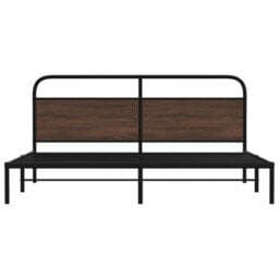 Berkfield Metal Bed Frame Without Mattress Brown Oak 200X200 Cm - thumbnail 5