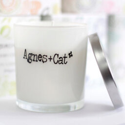 Serenityy Agnes + Cat Votive Candle Dolly Blue 200G - White Glass Votive With Embossed Silver Lid. - thumbnail 3