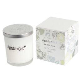 Serenityy Agnes + Cat Votive Candle Dolly Blue 200G - White Glass Votive With Embossed Silver Lid. - thumbnail 2