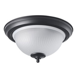 Happy Homewares Traditional Matt Black Ip44 Bathroom Ceiling Light Fitting With Frosted Glass