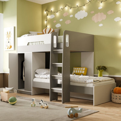 Flair Benito Wooden Bunk Bed - White And Grey - image 1