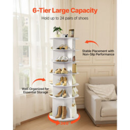 Vevor 6 Tiers Rotating Shoe Rack Tower, 360 Spinning Shoe Rack, Revolving Storage Round Carousel Display, Freestanding - thumbnail 4