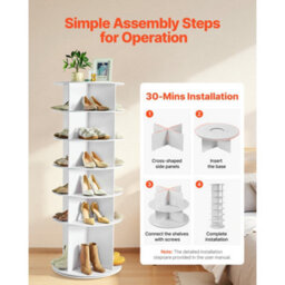 Vevor 6 Tiers Rotating Shoe Rack Tower, 360 Spinning Shoe Rack, Revolving Storage Round Carousel Display, Freestanding - thumbnail 6