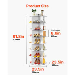 Vevor 6 Tiers Rotating Shoe Rack Tower, 360 Spinning Shoe Rack, Revolving Storage Round Carousel Display, Freestanding - thumbnail 3